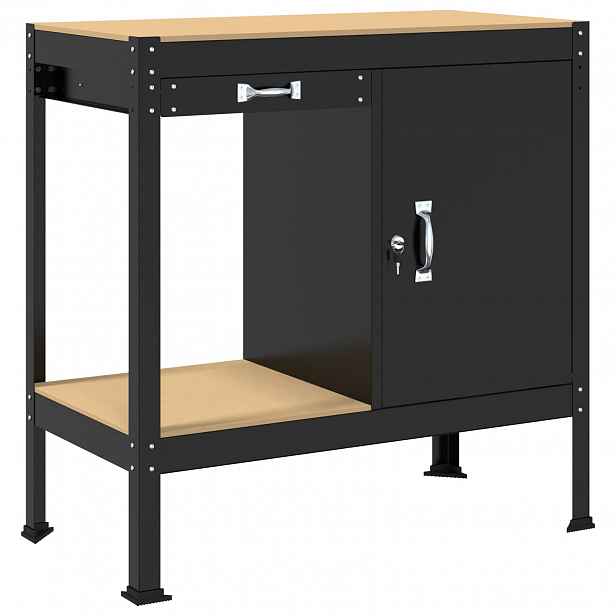 vidaXL Pracovní stůl Černý 90 x 49 x 91 cm Skládané dřevo a kov