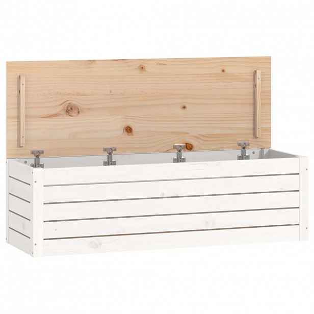 vidaXL Úložný box bílý 109x36,5x33 cm masivní borové dřevo