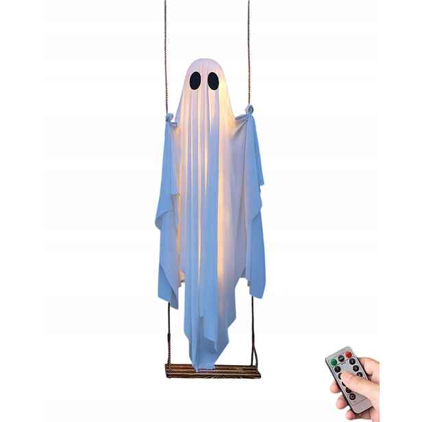 Halloweenský Duch Závěsný Svítící Led Na Houpačce Dekorace 150 CM