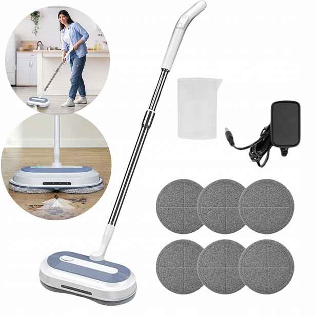 Bezdrátový elektrický rotační mop, sada na mytí oken, 6 nástavců