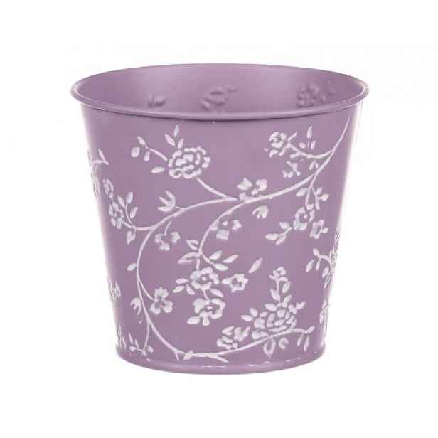 Obal na květináč fialový s bílými růžemi, 14 cm