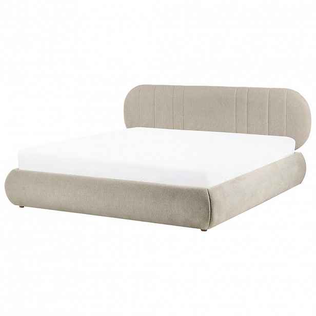 Beliani POSTEL s úložným prostorem 180/200 cm Látka Taupe Campan