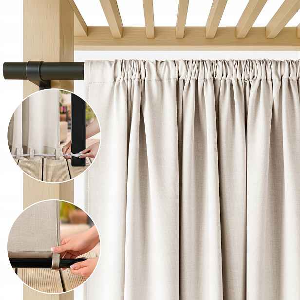 Filumi Závěs s vazbou len tunel voděodolná teplá béžová 200x230