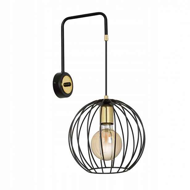 Nástěnná lampa Albio K1 Black moderní, loftová, černá/zlatá