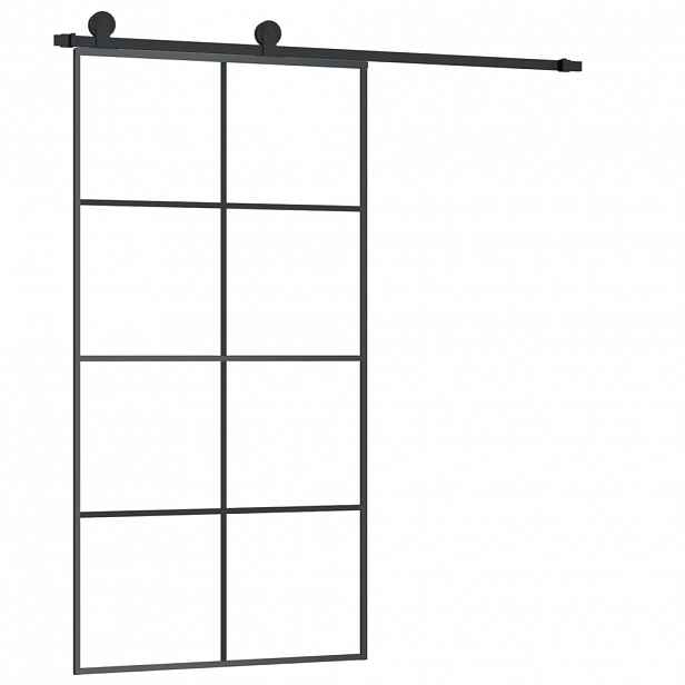 vidaXL Posuvné dveře s kováním 102,5 x 205 cm ESG sklo a hliník