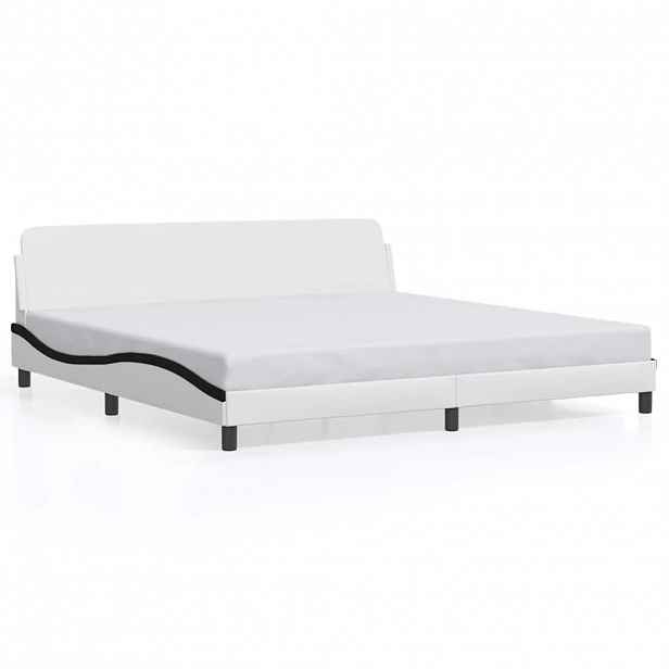 vidaXL Rám postele Dover bílý a černý 200 x 200 cm umělá kůže