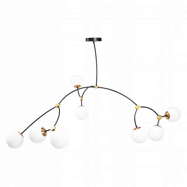 Závěsná Stropní Lampa Černá Bílá Koule Lustr Zlaté Prvky Toolight