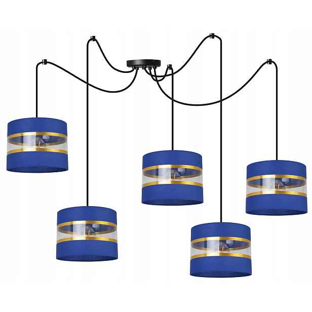 Závěsná Stropní Lampa Pavouk Lustr Glamour Stínidlo Tmavě Modrá Elegantní