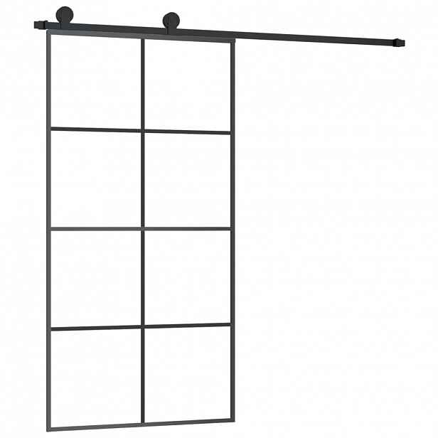 vidaXL Posuvné dveře s kováním 102,5 x 205 cm ESG sklo a hliník