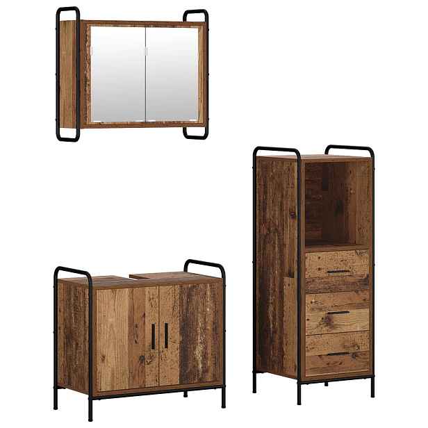 vidaXL Sada koupelnových skříněk 3 ks Staré dřevo 40 x 36 x 109,5 cm