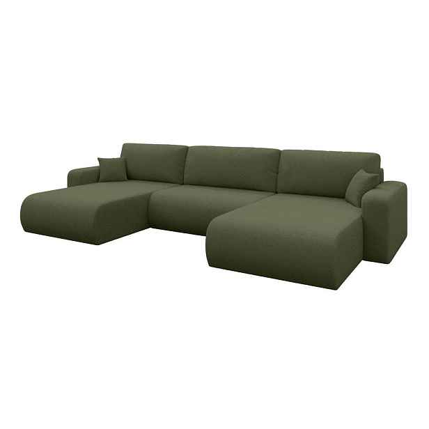 ALTDECOR SEDACÍ SOUPRAVA DO U s funkcí spaní a úložným prostorem BERY-U 377x193x88 zelená bouclé