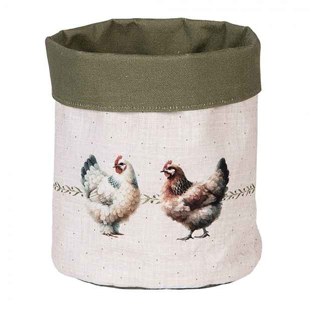 Béžový košík na pečivo se slepičkami Barnyard Chicken - Ø 15*16 cm Clayre & Eef