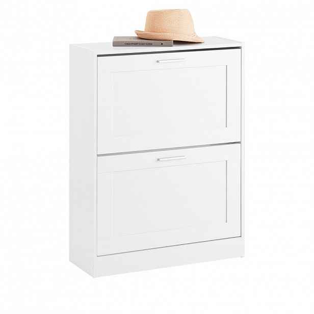 SoBuy BOTNÍK se 2 dveřmi Bílá 60x25x80cm Minimalistický