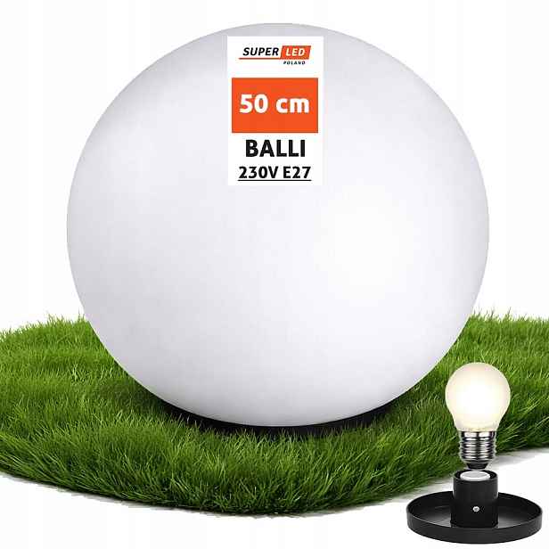 Zahradní lampa Kula do zahrady Led Bílá Zapichovací Kabel 230V E27 50cm
