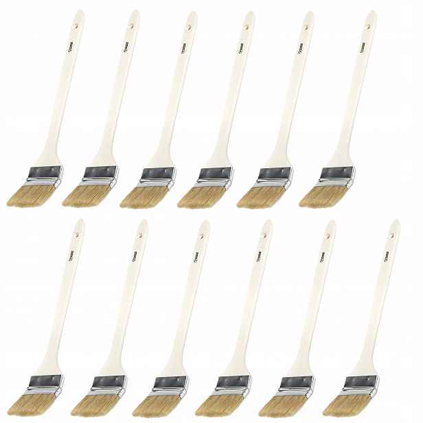12 x Úhlový Kaloriferový Štětec Dřevěná Rukojeť 63 mm