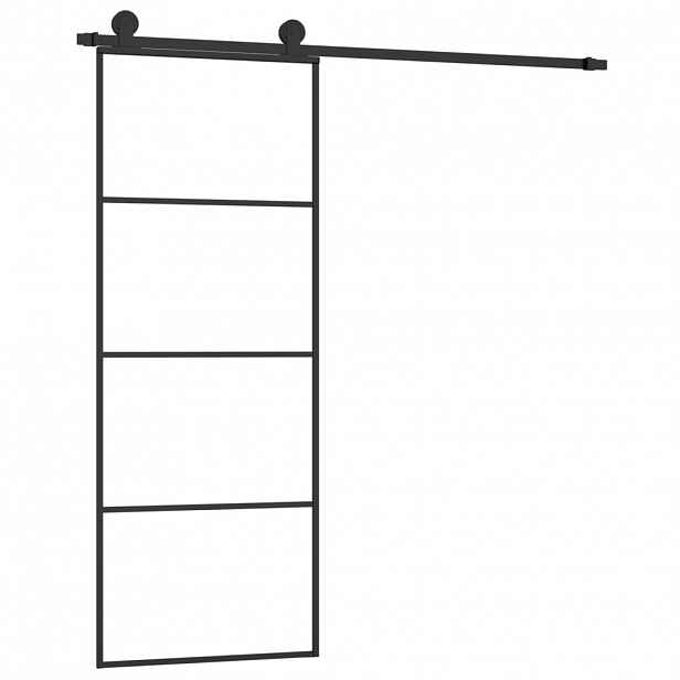 vidaXL Posuvné dveře s kováním 76x205 cm ESG sklo a hliník