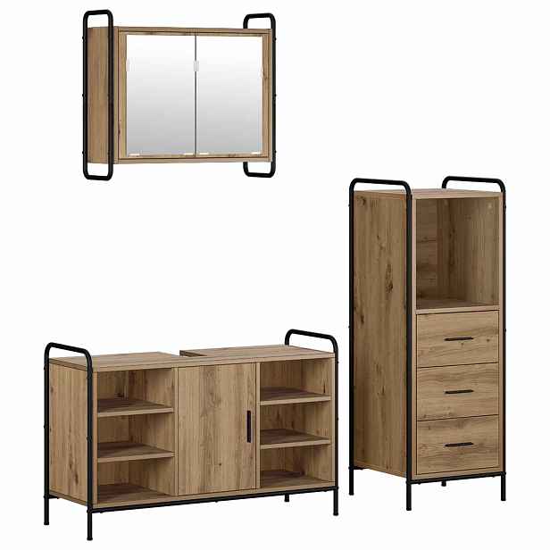 vidaXL Sada koupelnových skříněk 3 ks Dub artisan 40 x 36 x 109,5 cm