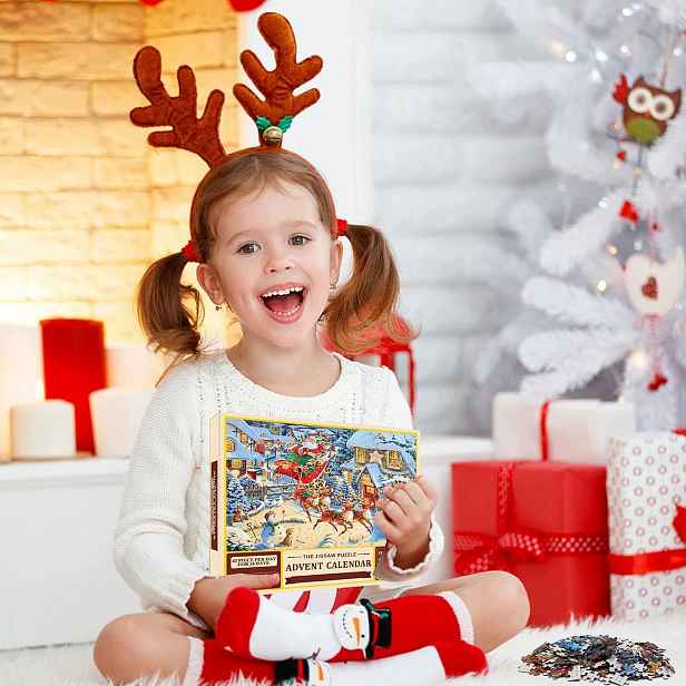 Adventní kalendář s vánočními puzzlemi, adventní kalendář 2024, výkaly