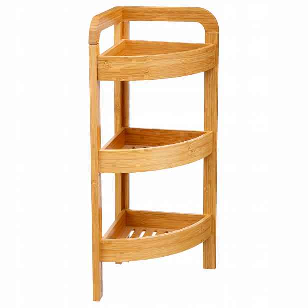 Bambusový Rohový Koupelnový Regál 3 Police 23x61