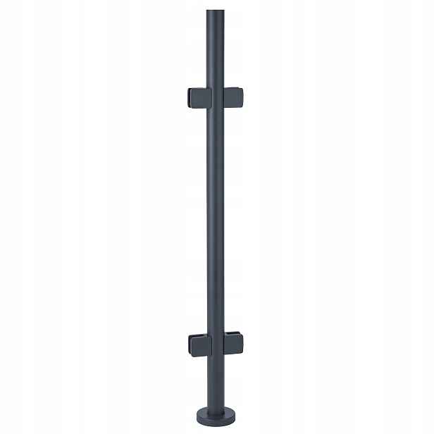 Průchozí sloupek 110 cm skleněná zábradlí fi 42 Antracit 4 držáky Loft