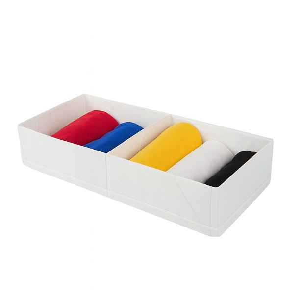 VERK GROUP Organizér do šatny, 2 přihrádky, textilní bílý 51 x 20 x 10 cm