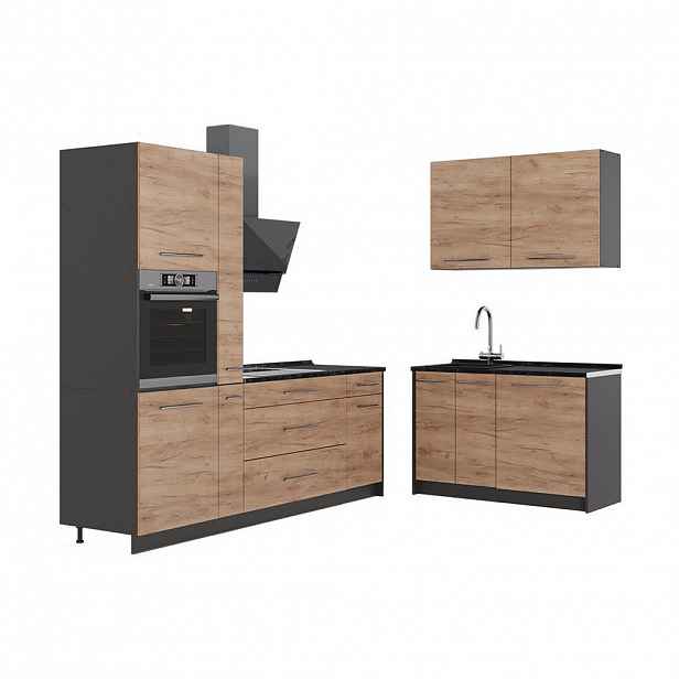 Vicco KUCHYNĚ Fame-Line, Zlatý mocný dub/Antracit, 220 x 120 cm, PD Antracit