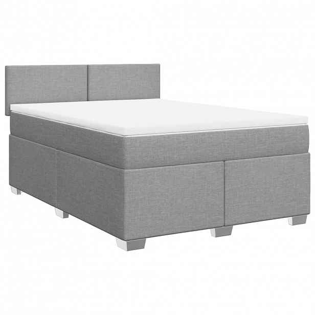 vidaXL Box spring postel s matrací světle šedá 140 x 190 cm textil