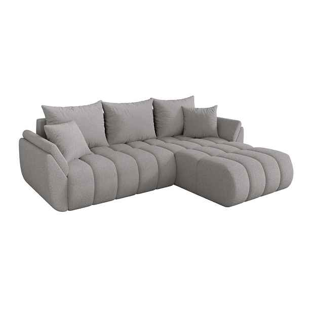 ALTDECOR ROHOVÁ SEDAČKA s funkcí spaní, otoman vpravo TOKO-L-v1 277x194x86 světle šedá bouclé