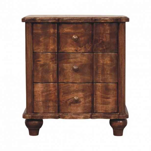 Artisan Furniture NOČNÍ SKŘÍŇKA s povrchovou úpravou pražených mandlí, 2 zásuvky, tmavě hnědá