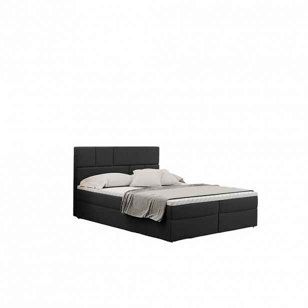 Kaiser Möbel KONTINENTÁLNÍ POSTEL s úložným prostorem a matrací BALI tkanina Mat Velvet Tmavě šedá 200x200 cm H3-Bonell