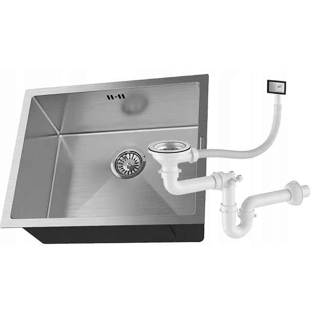 Ocelový Jednokomorový dřez Inox pod desku nerezová ocel BARI54