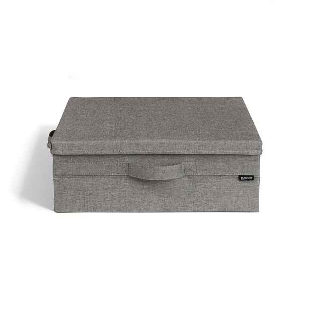 Šedý látkový úložný box s víkem 46x56x16 cm Soft Storage Low – Bigso