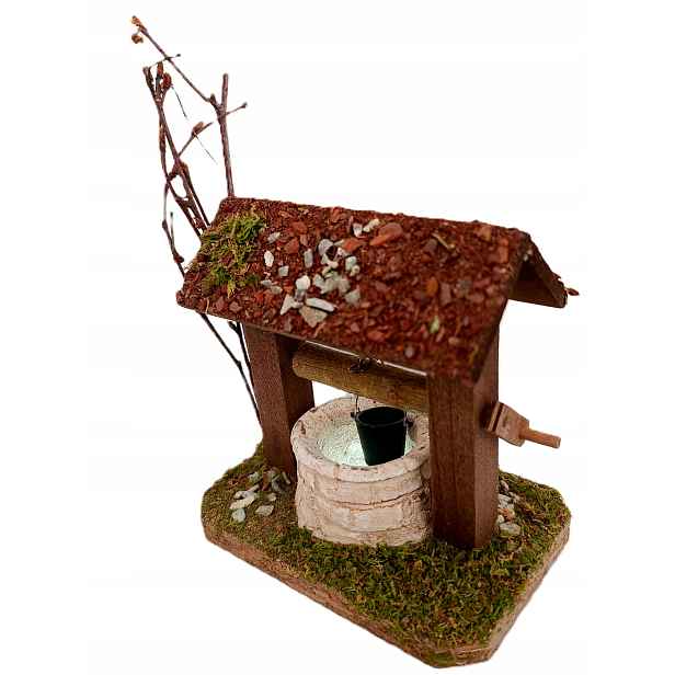 Studna Osvětlená Modrou Žárovkou (imitace vody) – 12 x 8 x 12 cm