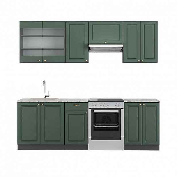 Vicco KUCHYŇSKÝ KOUT Fame-Line Zeleno-zlatá Country House/Anthracite 240 cm , PD Mramor