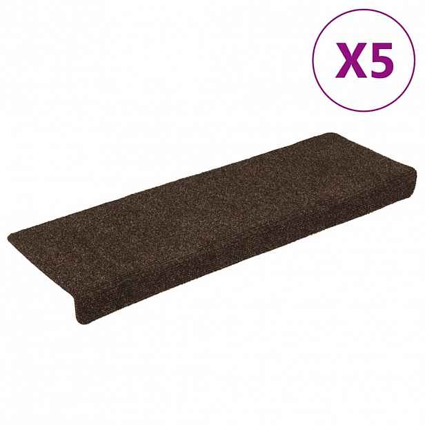 vidaXL Schodové rohože samolepicí 15 ks 65 x 21 x 4 cm hnědé s obdélníkovým okrajem