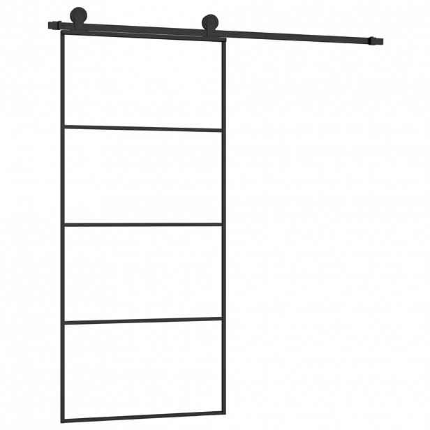 vidaXL Posuvné dveře s kováním 90x205 cm ESG sklo a hliník