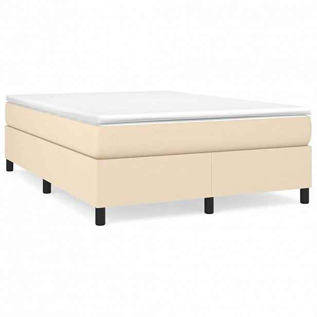 vidaXL Rám postele s boxspringem krémový 140 x 190 cm textil