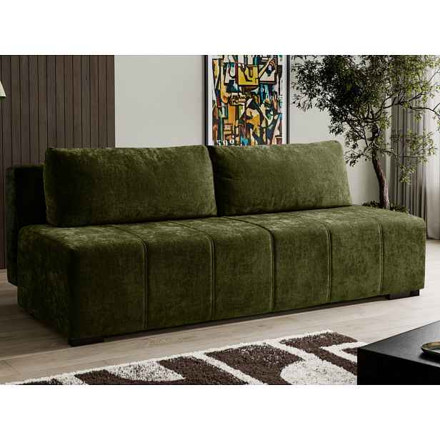 Rozkládací pohovka Zora, lahvově zelená látka