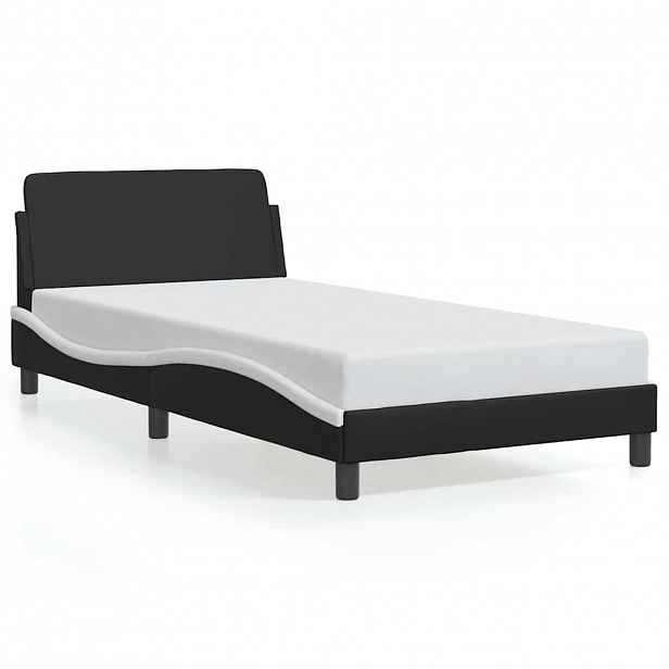 vidaXL Rám postele Dover černý a bílý 100x190 cm umělá kůže