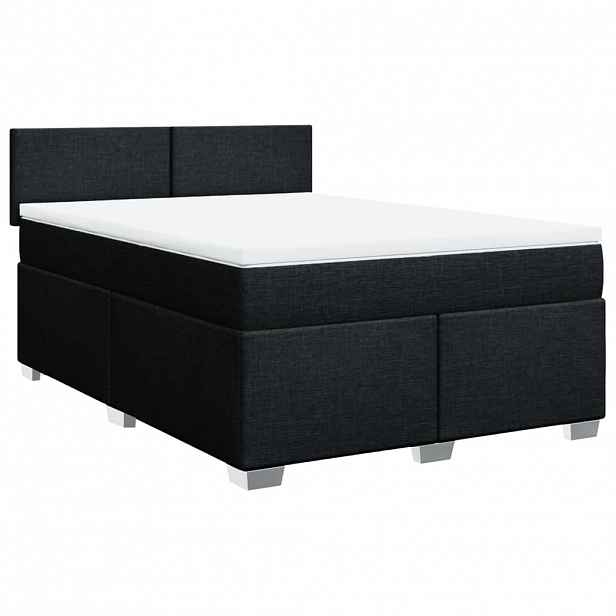 vidaXL Box spring postel s matrací černá 140 x 190 cm textil