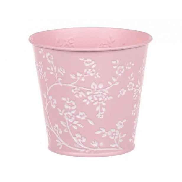 Obal na květináč růžový s bílými růžemi, 14 cm