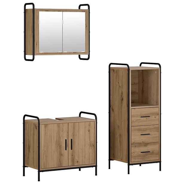 vidaXL Sada koupelnových skříněk 3 ks Dub artisan 40 x 36 x 109,5 cm