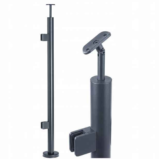 Startovací sloupek skleněného zábradlí 100 cm kulatý o průměru 42 mm Antracit Loft