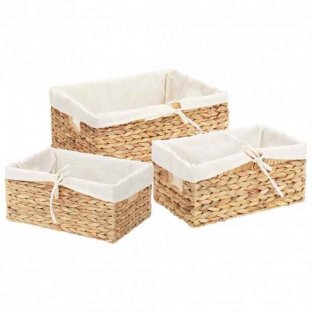 vidaXL Úložné koše 3 ks Vodní hyacint 40 x 30 x 18 cm Přírodní