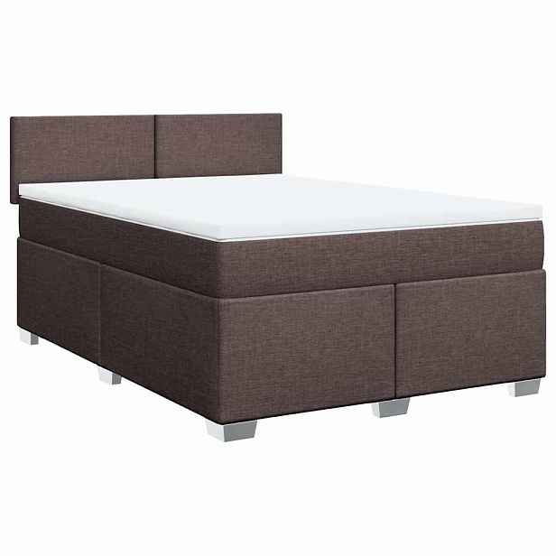 vidaXL Box spring postel s matrací tmavě hnědá 140x190 cm textil