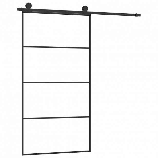 vidaXL Posuvné dveře s kováním 102,5 x 205 cm ESG sklo a hliník