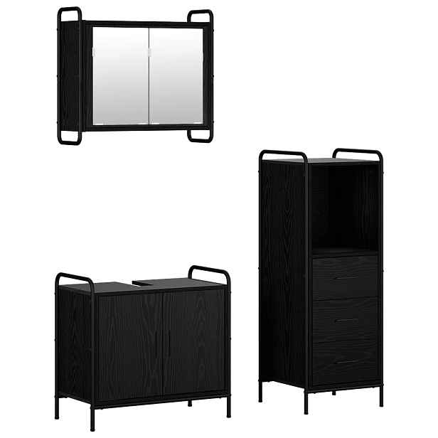 vidaXL Sada koupelnových skříněk 3 ks Černý dub 40 x 36 x 109,5 cm