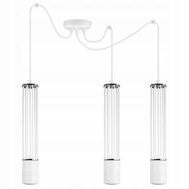 Led Stropní Lampa Závěsná Tuba Trojitý Lustr Elegantní Loft Bílá