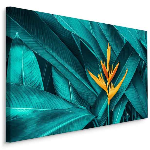 MyBestHome BOX Plátno Oranžový Květ Na Pozadí Tropických Listů Varianta: 90x60