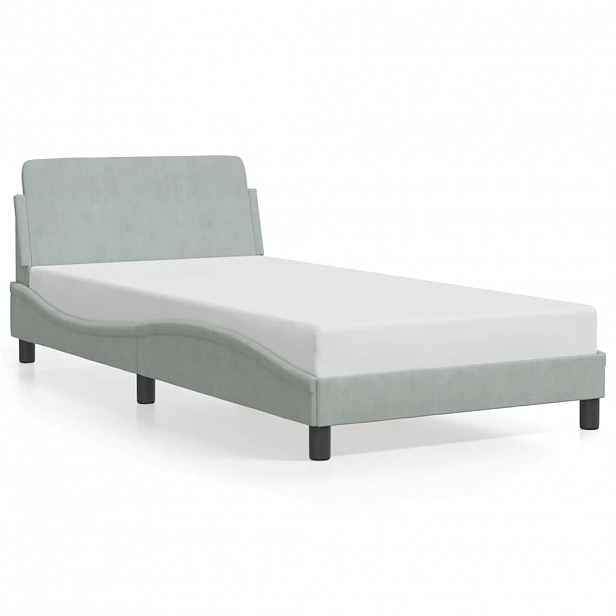 vidaXL Rám postele Dover světle šedý 100 x 203 cm samet